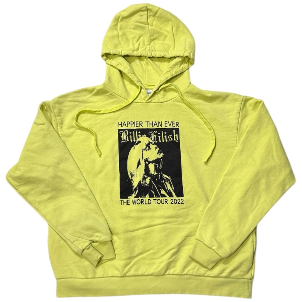 Billie Eilish Happier Than Ever The World Tour 2022 organic lime green hoodie XL